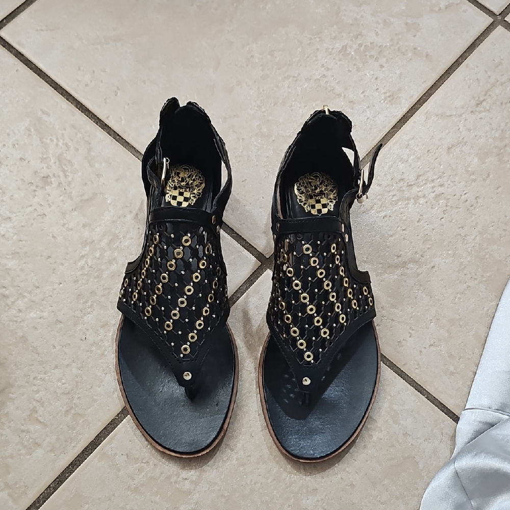 Elegant Black and Gold Women's Sandals